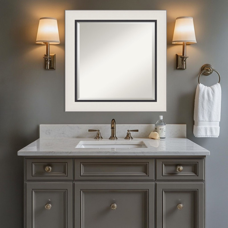 Miroir mural de salle de bain Ellie, 25,5 po x 21,5 po, Argent noir
