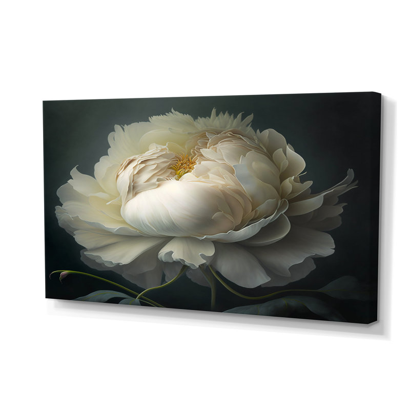 «White Blossoming Peony I», art mural sur toile pivoine florale, H 40 po x l 60 po