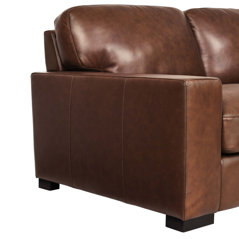 Canapé modulaire rembourré 4 pièces Kimesville, Cuir véritable brun foncé