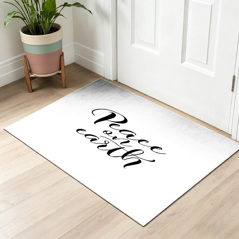 Tapis noir noir lavable à la machine, Rectangle 32 po x 47 po