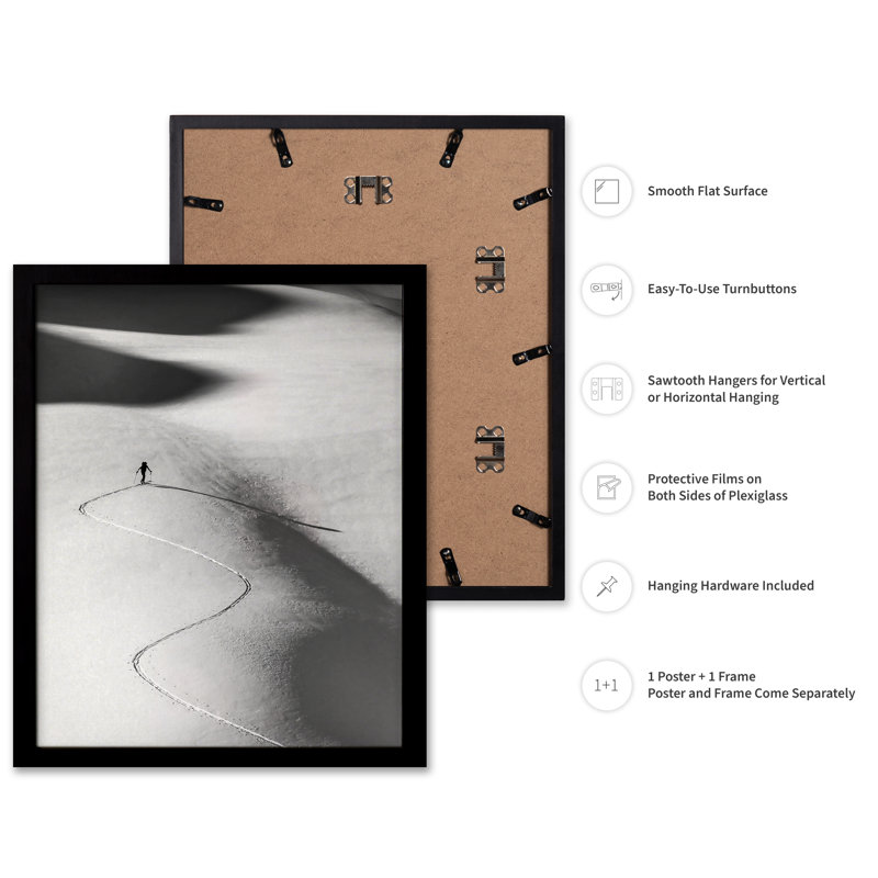 Hiver, neige, ski, Black Framed, Poster, 08"H x 10"W