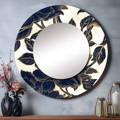 Décoration murale symphonique pivoines bleues et bleues - Miroir rond pivoine florale_MTMIR62949