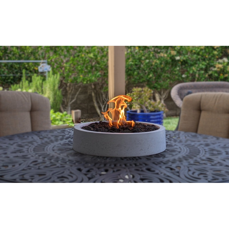 Stone Propane Outdoor Tabletop Fireplace, Pearl Gray