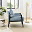 Fauteuil Mid-Century moderne en chenille bleue - Revêtement somptueux, structure en bois massif, coussin de dossier amovible pour une assise optimale, assise rembourrée confortable, structure, sur mesure-1281199442