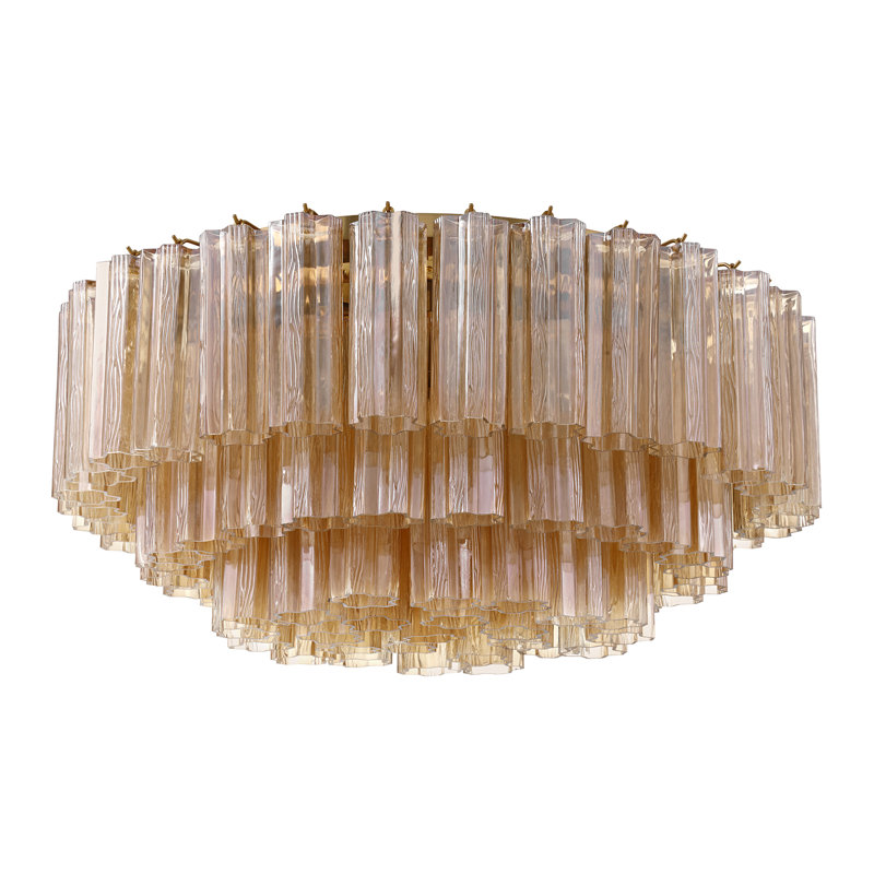Shaurya 16 Light Aged Brass Flush Mount, Laiton vieilli / ambre