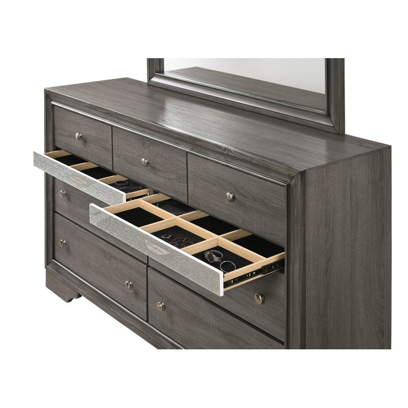 Commode 7 tiroirs Matrix Traditional, Gris