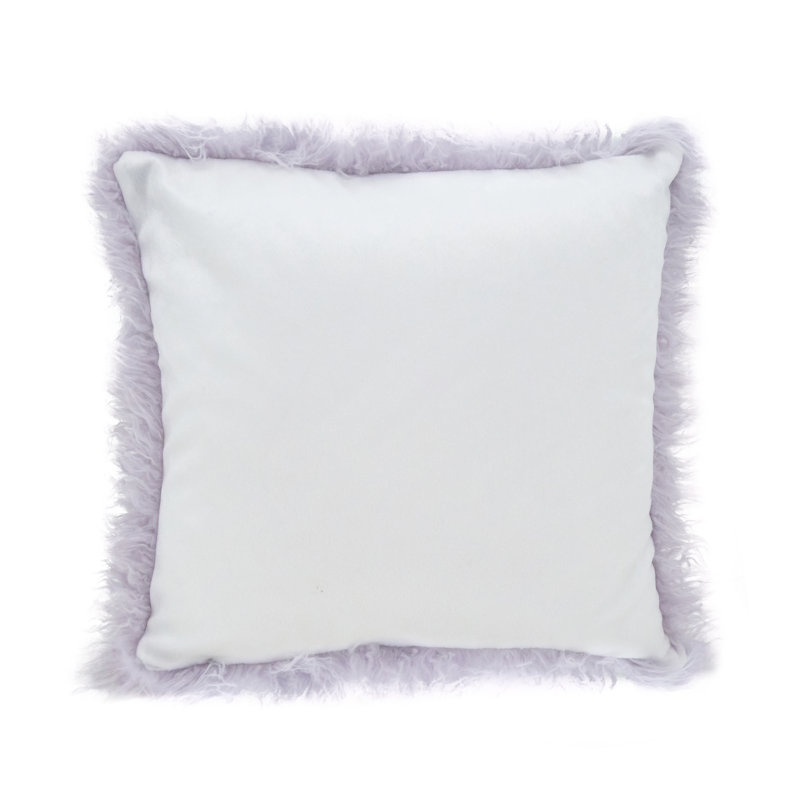 Faux Mongolian Collection Throw Pillow, Lavender, 22"H x 22"W