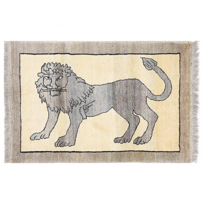 Tapis unique en laine ivoire, gris Olivet 2 pi 8 po x 4 pi 3 po Olivet