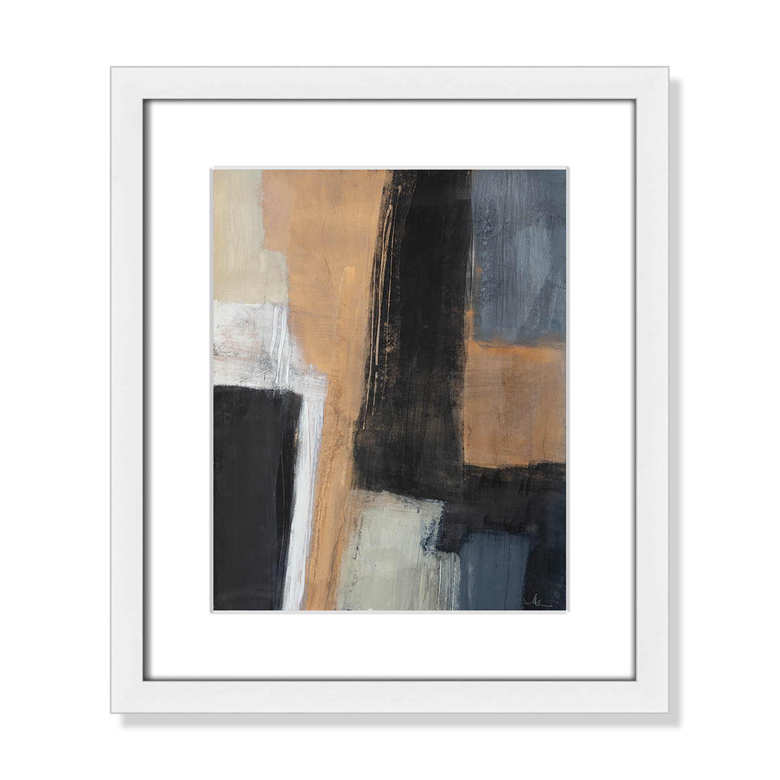 Metallic Slate I Print, White Matted Picture Framed, 15" H x 13" W x 1.25" D