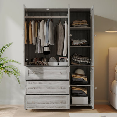 Armoire 70 '' en bois à 3 tiroirs avec miroir