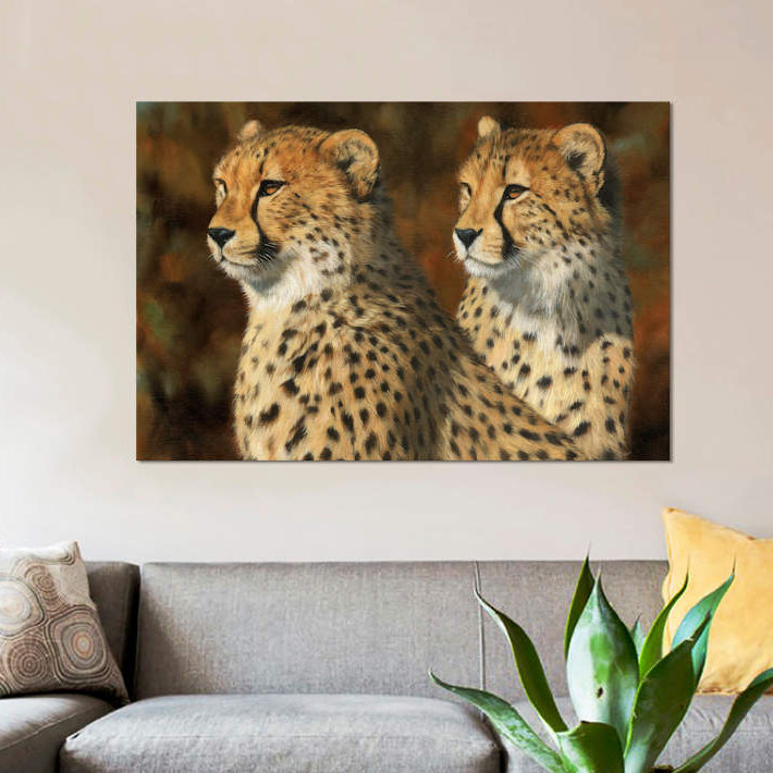 «Cheetah Brothers», impression sur toile, H 12 po x l 18 po x P 1,5 po, Toile tendue, Pas de tapis
