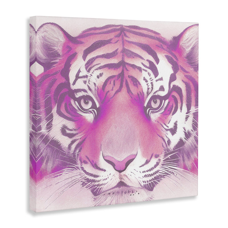 Pink Tiger Face Canvas Wall Art by Daphne Polselli, 30" H x 30" W