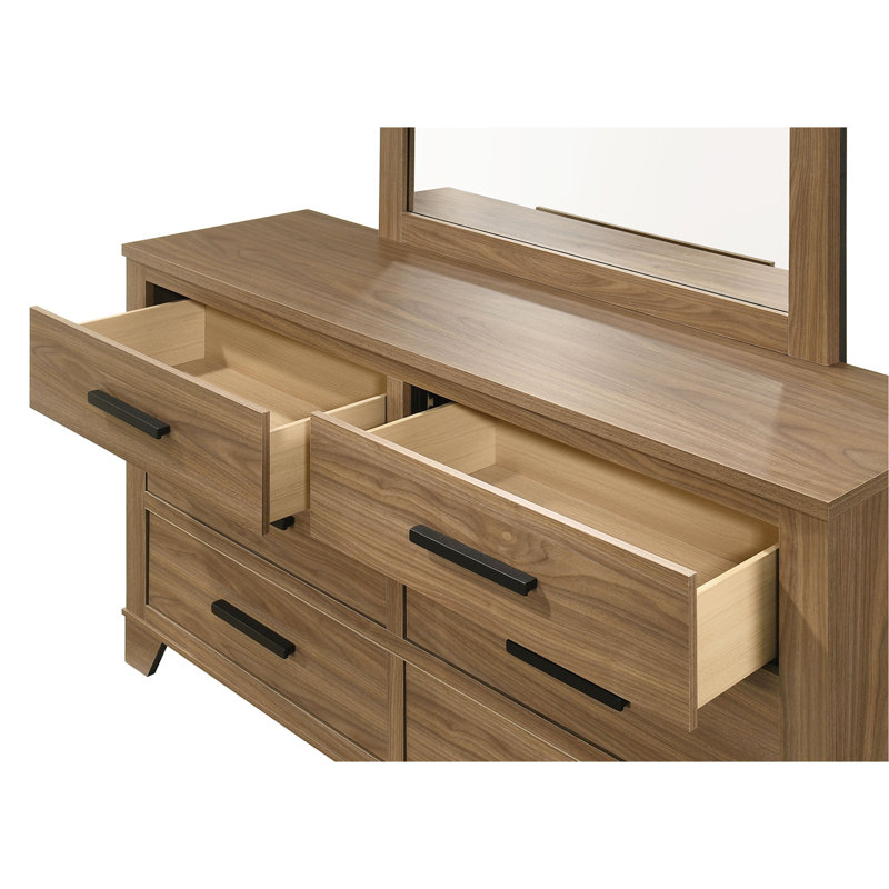 Commode avec miroir et six tiroirs noir