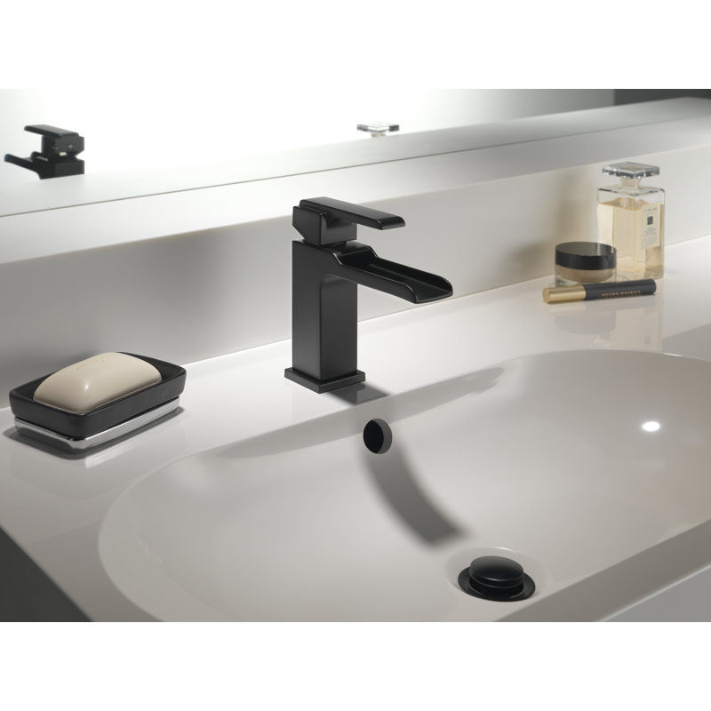 Robinet de salle de bain monotrou Ara, Sans bonde escamotable, Noir mat