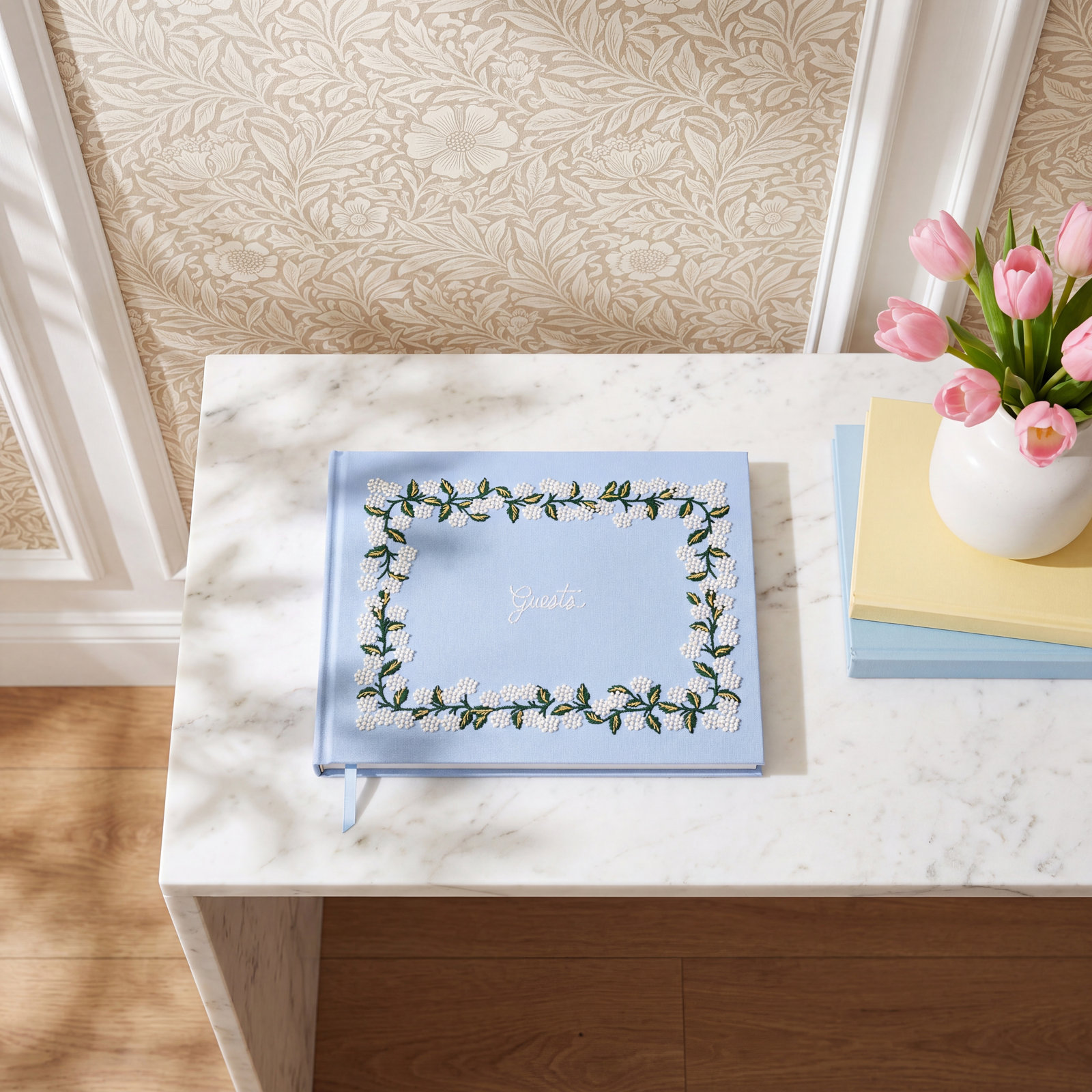 Hydrangea Embroidered Guest Book