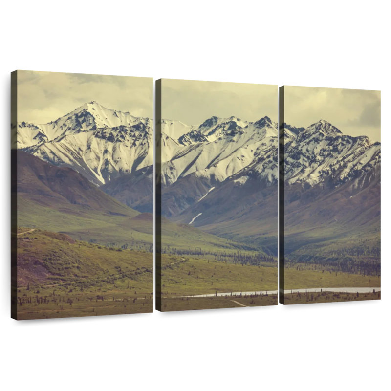 Alvord Alaska's Snowy Mountains, 32" H x 50" W