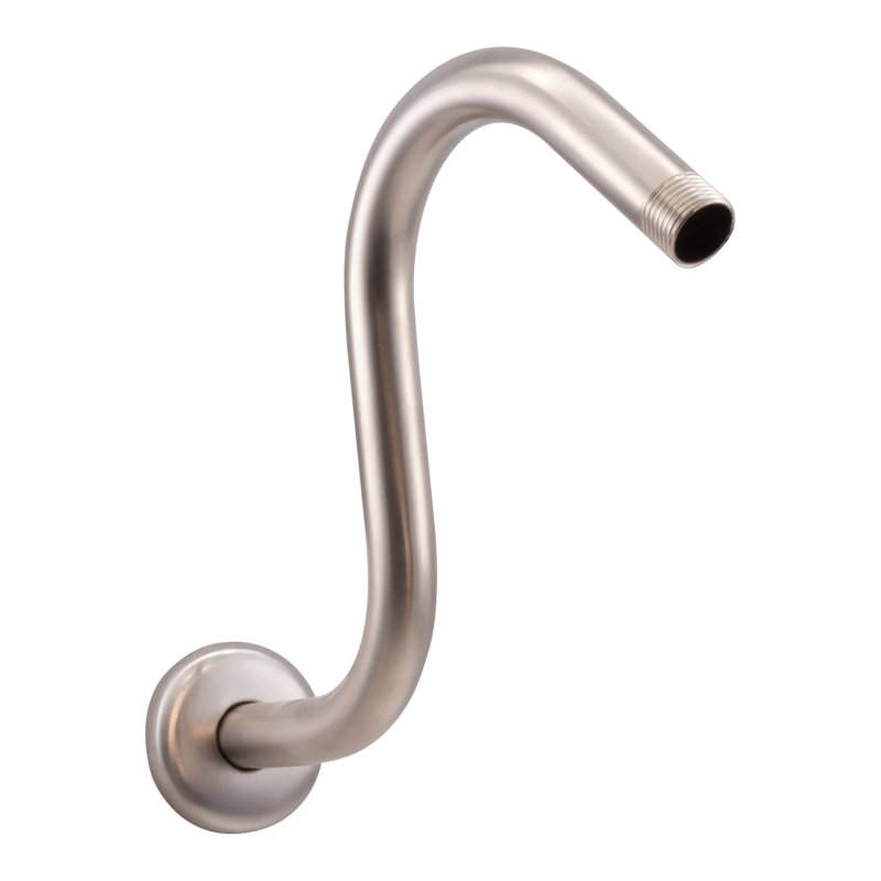 1/2" IPS x 8" S-Shaped Wall Mount Shower Arm with Sure Grip Flange, Satin Nickel