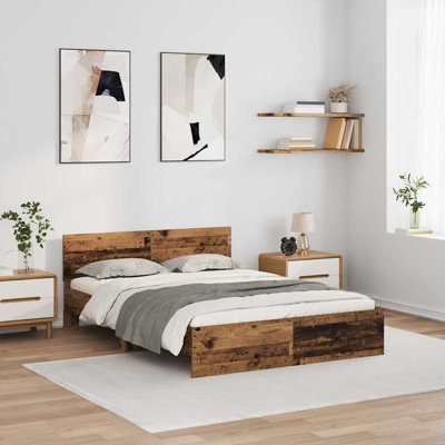  Bed Frame With Headboard Engineered Wood