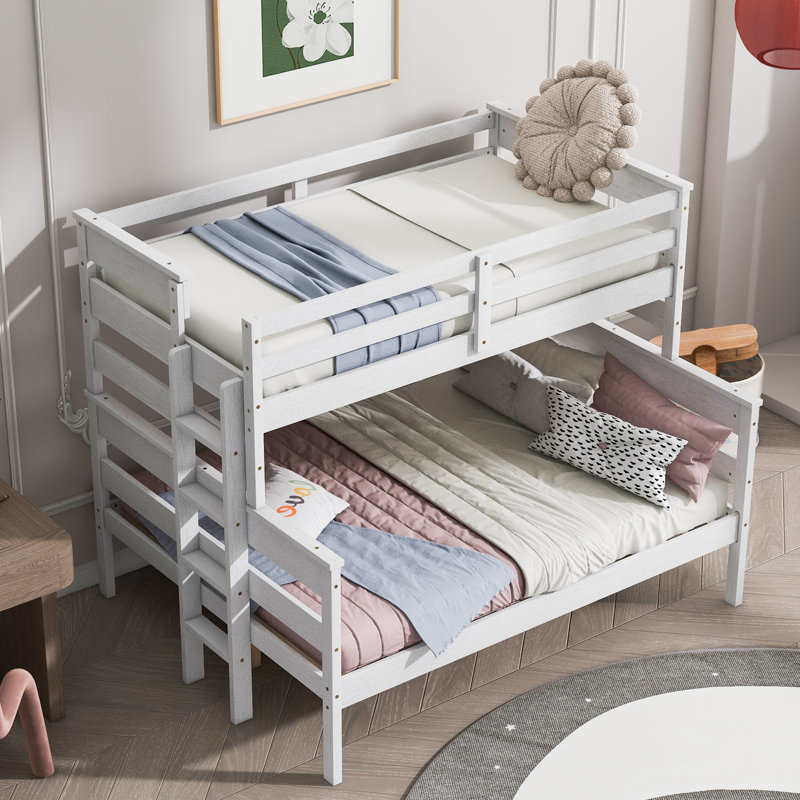 Twin XL over Queen Bunk Bed, White, Twin Over Full
