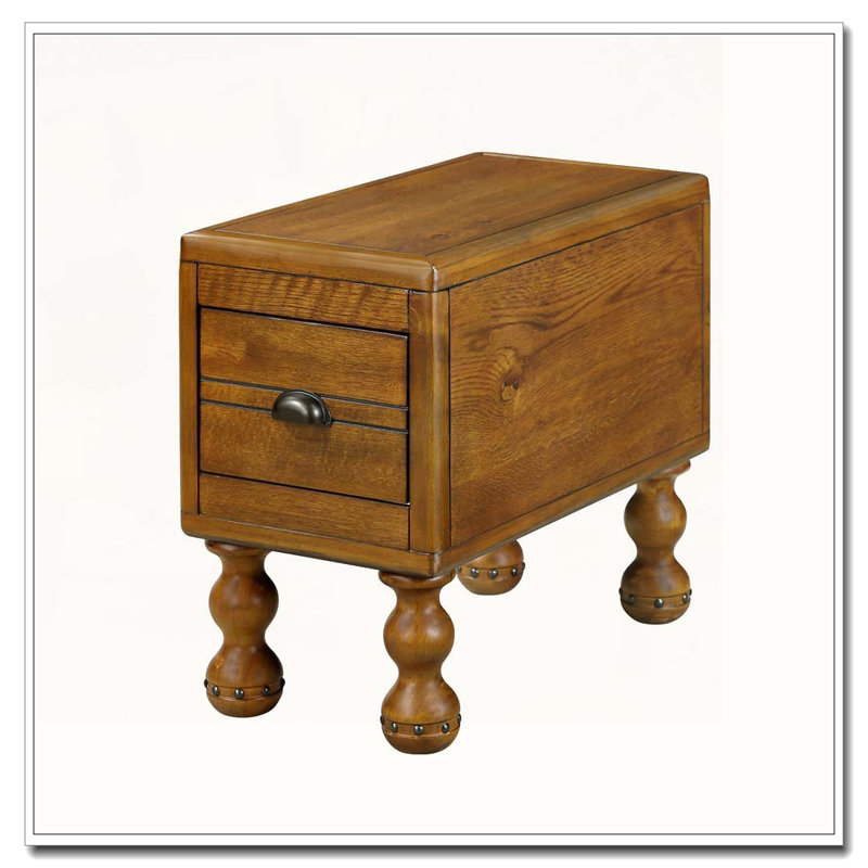 Rectangle 23.6 inch Narrow Side Table with Drawer, Antique brown