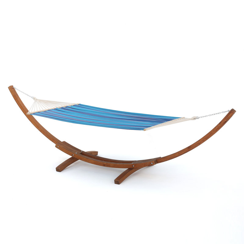 Alessa 2 Person Classic Hammock with Stand, Multiblue Red and White Stripe