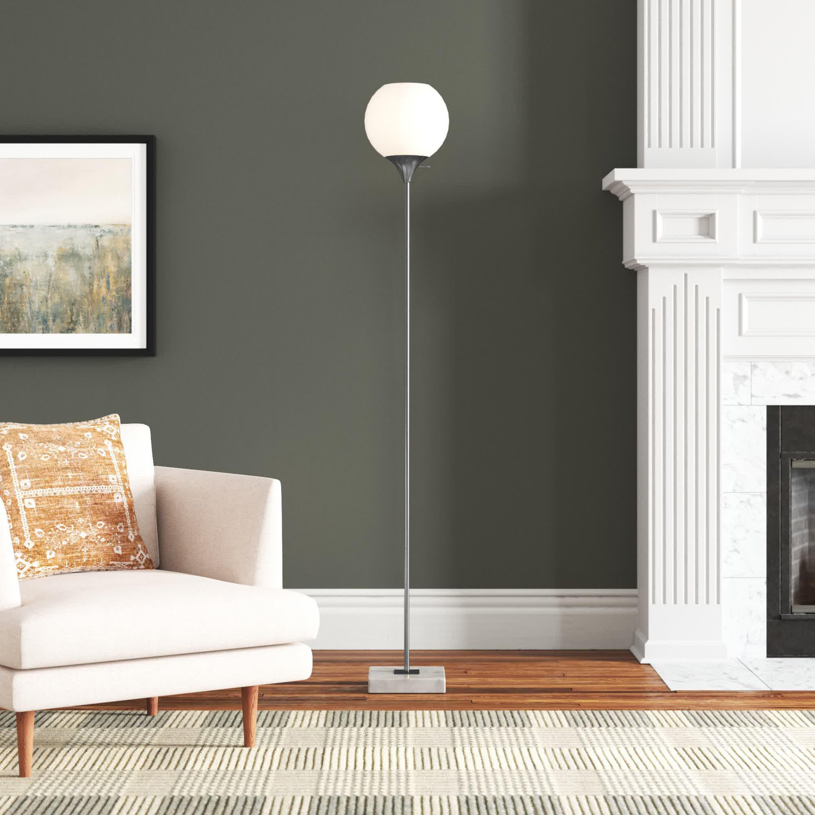 Reed 71'' Floor Lamp, Brushed Steel