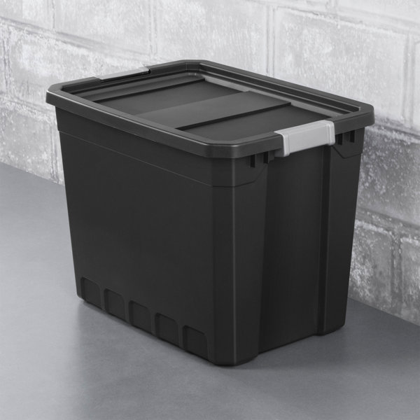 Sterilite 32 Gallon Latch Tote Plastic, Black 