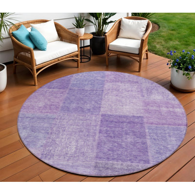 Tapis lavable rond 8 pi mauve et mauve lavande