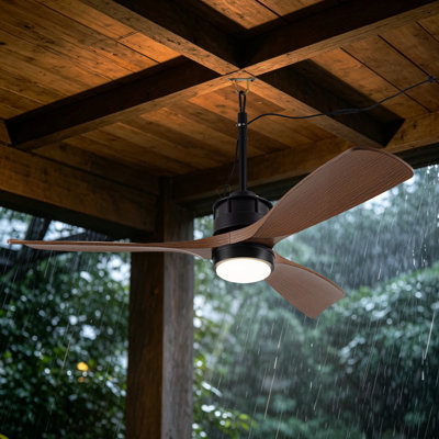 42'' 3 - Blade Classic Propeller Ceiling Fan With Remote Control, 3 Downrods, And LED Light Included