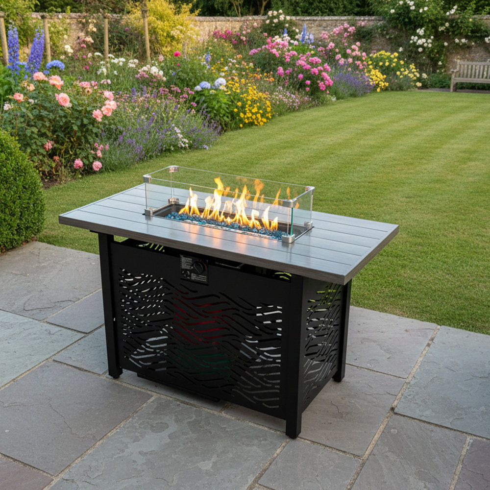 Rectangle Steel Natural Gas Smokeless Fire Pit Table
