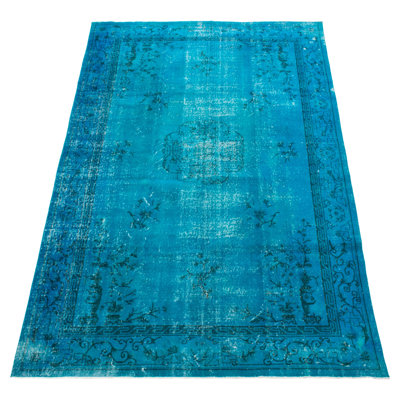 Tapis turquoise à transition de couleur 6 pi 8 po x 9 pi 11 po