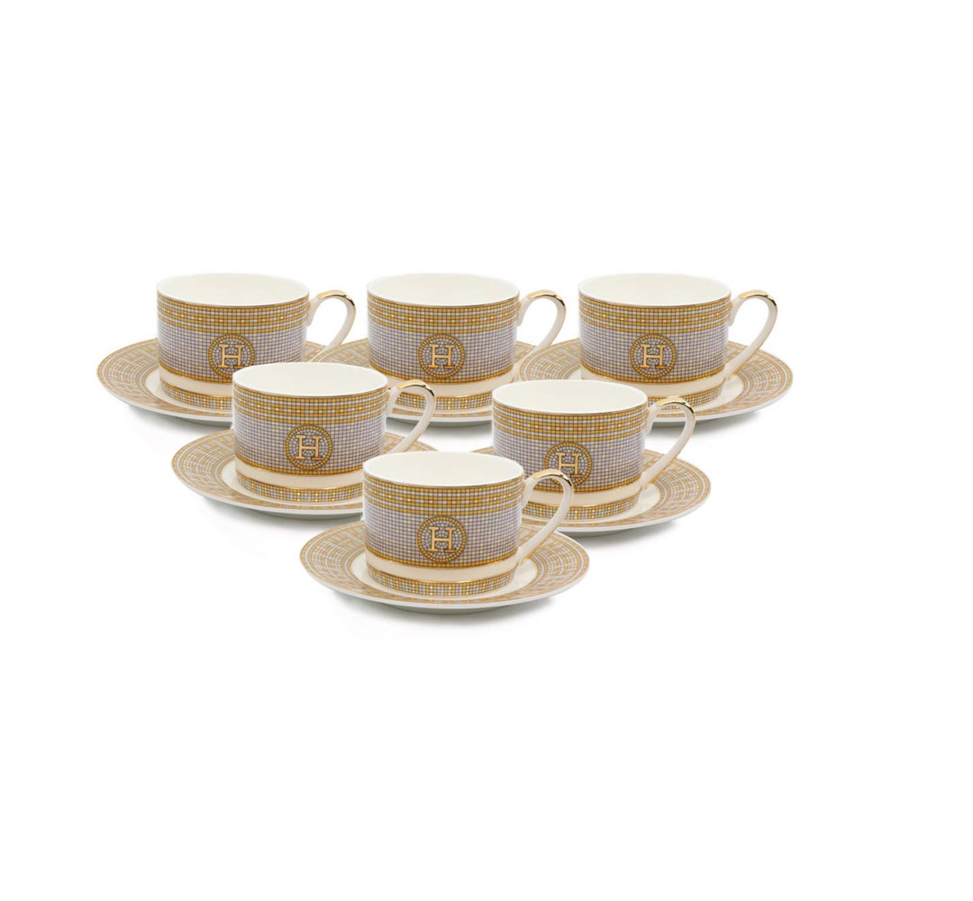 Bone China Teacup & Saucer Set (Set of 6) Imperial Gift Co.