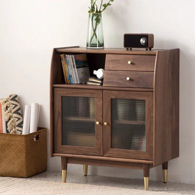Walnut Coloured Small Glass Display Case