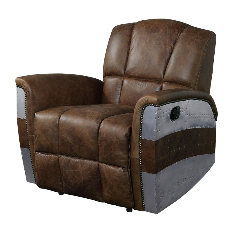Fauteuil inclinable standard en cuir véritable d'une largeur de 35,4 po à dégagement zéro