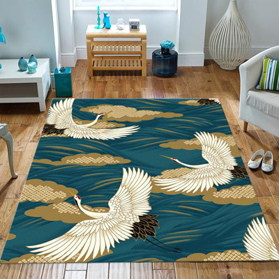 Classic Floral Pattern Non Woven Thin Type Printed Rug Perfect for Adding an Elegant Touch to Your Living Space