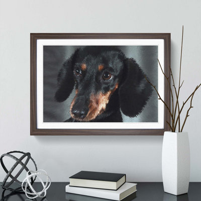 Portrait of a Dachshund Dog in Abstract - Picture Frame Painting Print