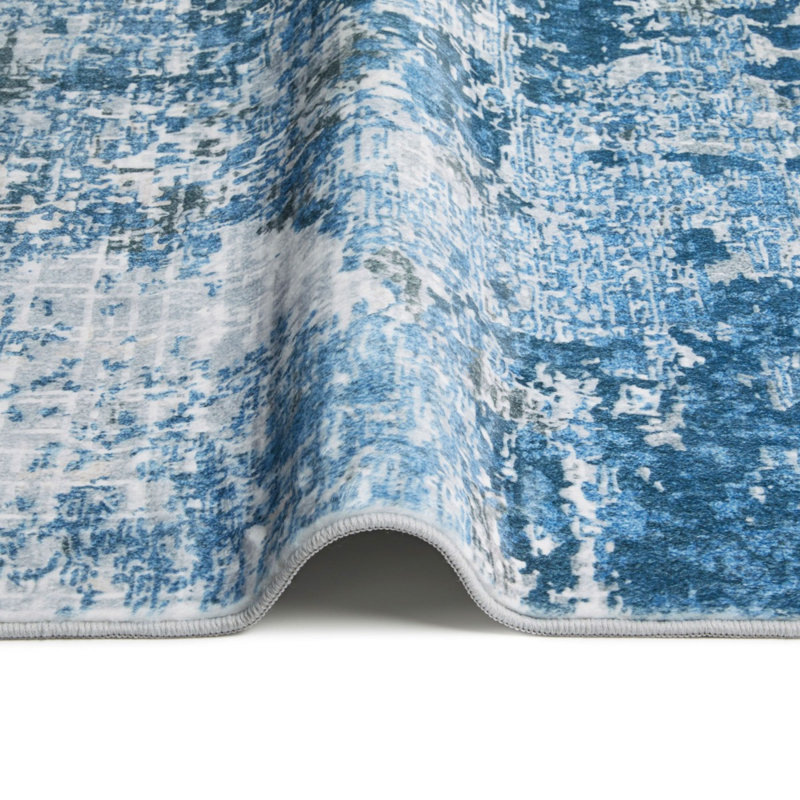 Blue Abstract Rug, Stain Resistant Area Rug For Bedroom, & Dining Room, Rectangle 120 x 180 cm