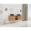 Meuble-lavabo mural 60 po avec lavabo d'art en céramique et 1 tablette de rangement, porte à fermeture en douceur, emballage KD, contreplaqué