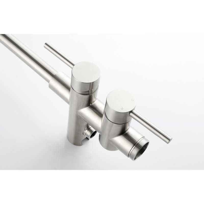 Tub Faucet With 360 Degree Swivel Spout And Handheld Shower Attachment Freestanding Rotatable Portable, Brushed Nickel