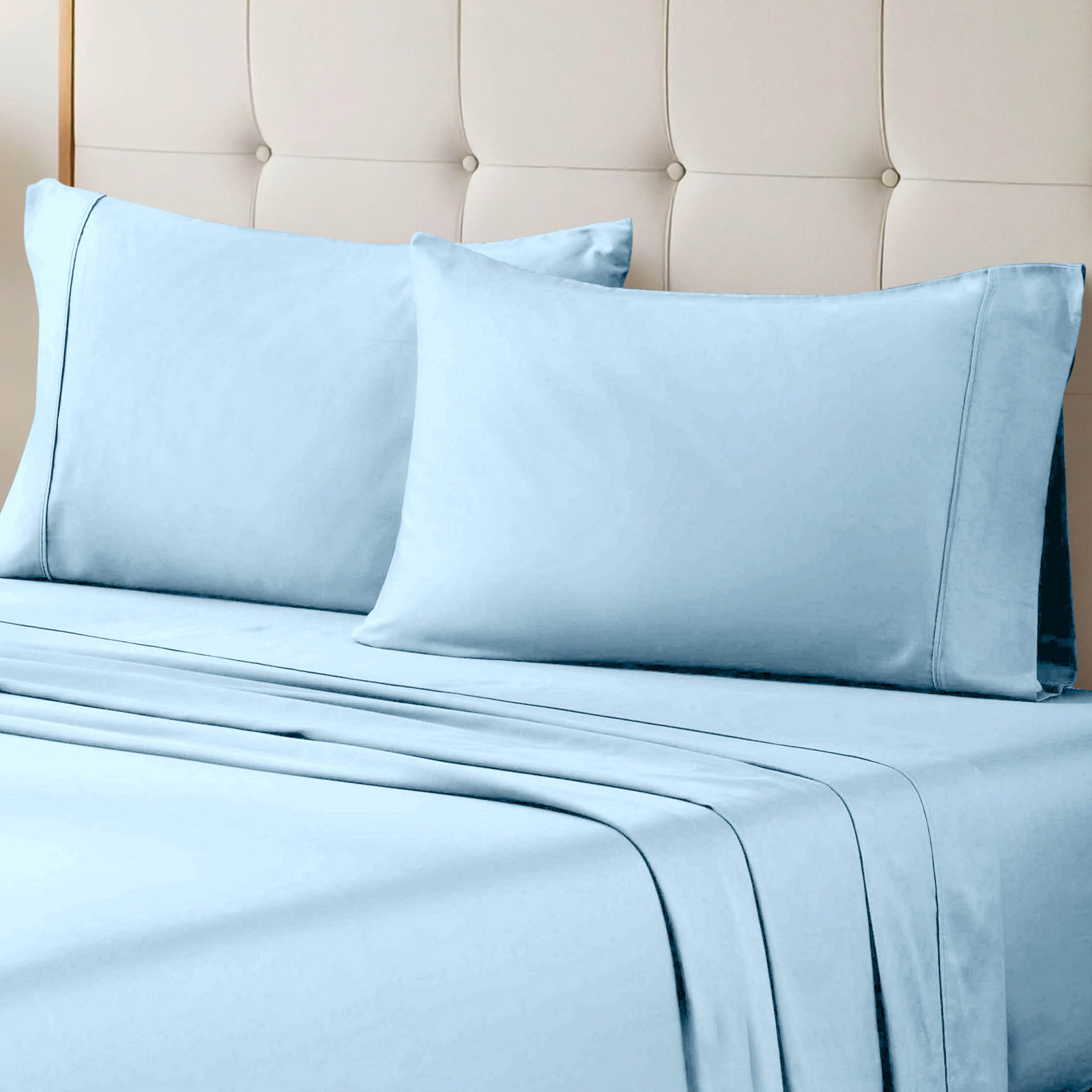 Cotton Sheet Set, Light Blue, Queen