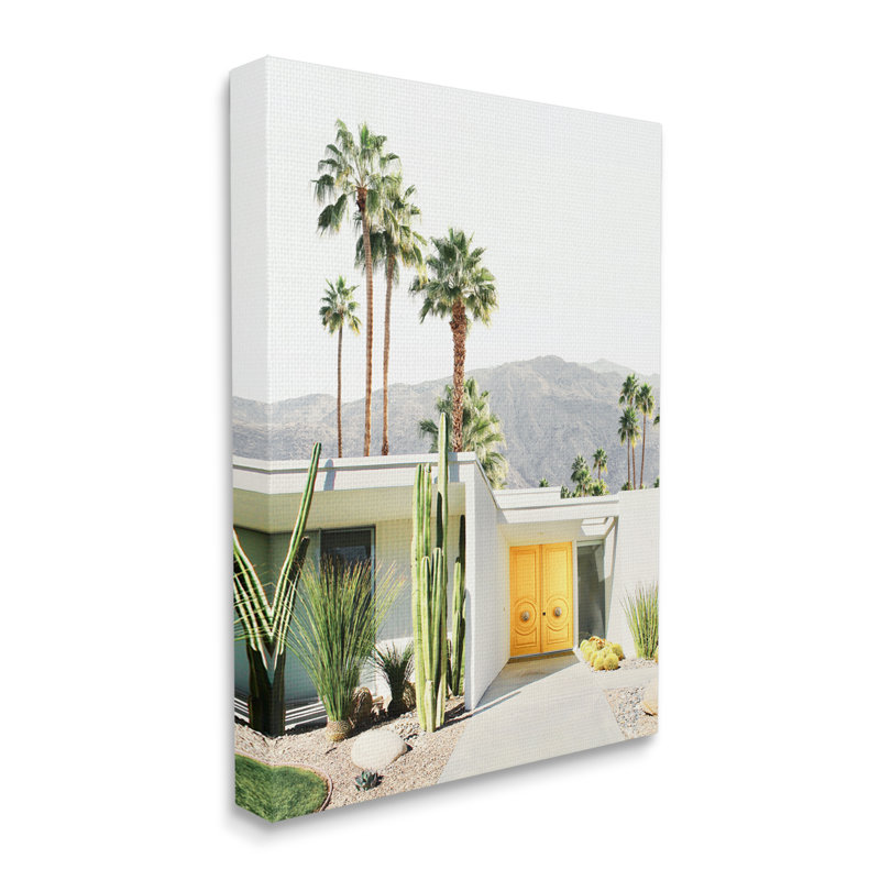 Palm Springs House Photography Canvas Print in White and Green