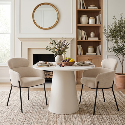 Ensemble de table de salle à manger 35 "à piédestal rond avec chaises rembourrées à double dossier