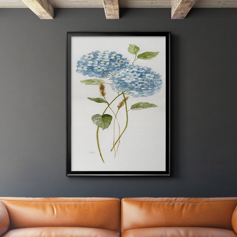 " Petite Blue Hydrangea II ", 42.5" H x 30.5" W x 1" D, Black