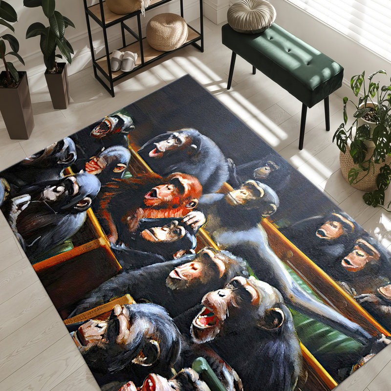 Floral Symphony Non-Woven Thin Type Printed Rug Perfect for a Cozy and Stylish Home Interior, Rectangle 2'8" x 3'11"