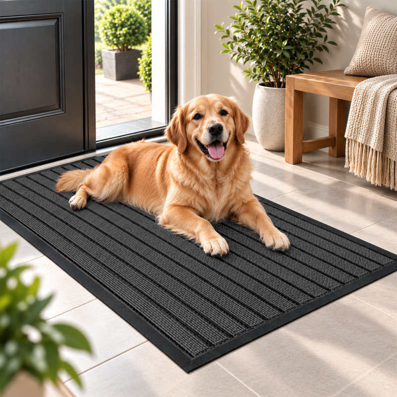 Non-Slip No Pattern Doormat, Grey, 80cm W x 150cm L