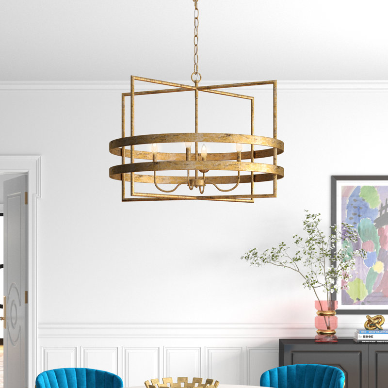 Johnathan 31" W 4-Light Metal Geometric Chandelier