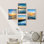 «White Vibrant Blue and Orange Sunset Ocean Sea», impression sur papier 4 pièces