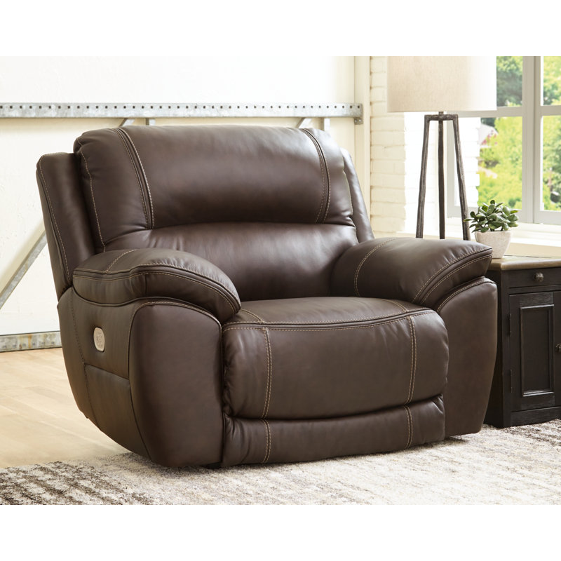 Dunleith Power Recliner, Brown Leather Match