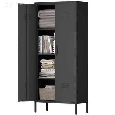 Metal Storage Locker Cabinet With Adjustable Shelves, Perfect For Customizable And Efficient Organization In Any Room