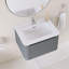 Meuble-lavabo mural simple avec comptoir intégré en céramique blanche-792131634
